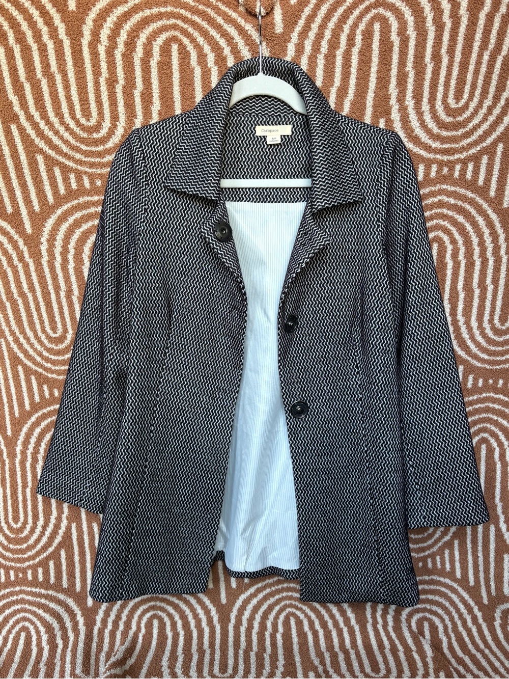 Carapace Patterned Blazer Coat Black White Size S